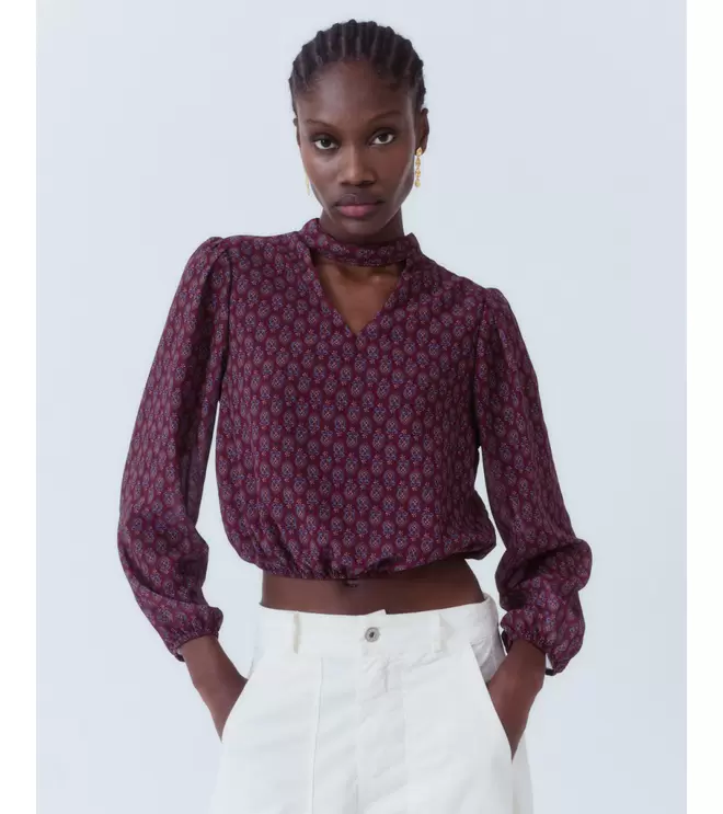 BLUSA ESTAMPADA CUELLO PICO