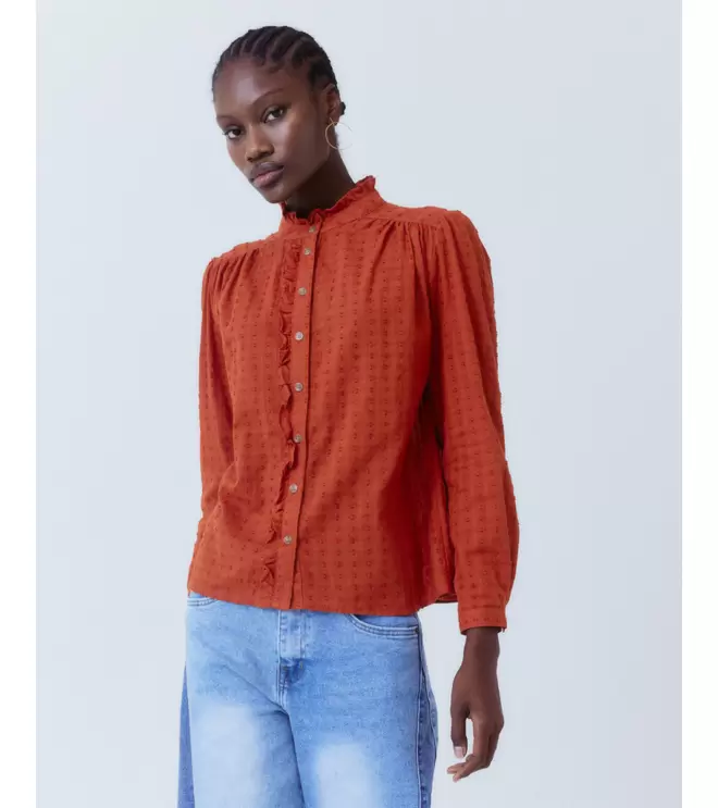 BLUSA ALGODÓN VOLANTES CUELLO