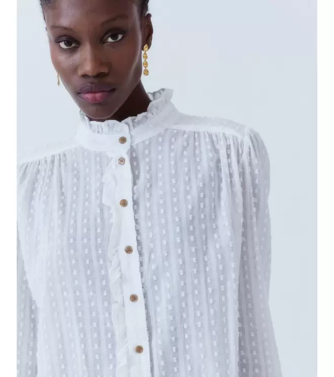 BLUSA ALGODÓN VOLANTES CUELLO