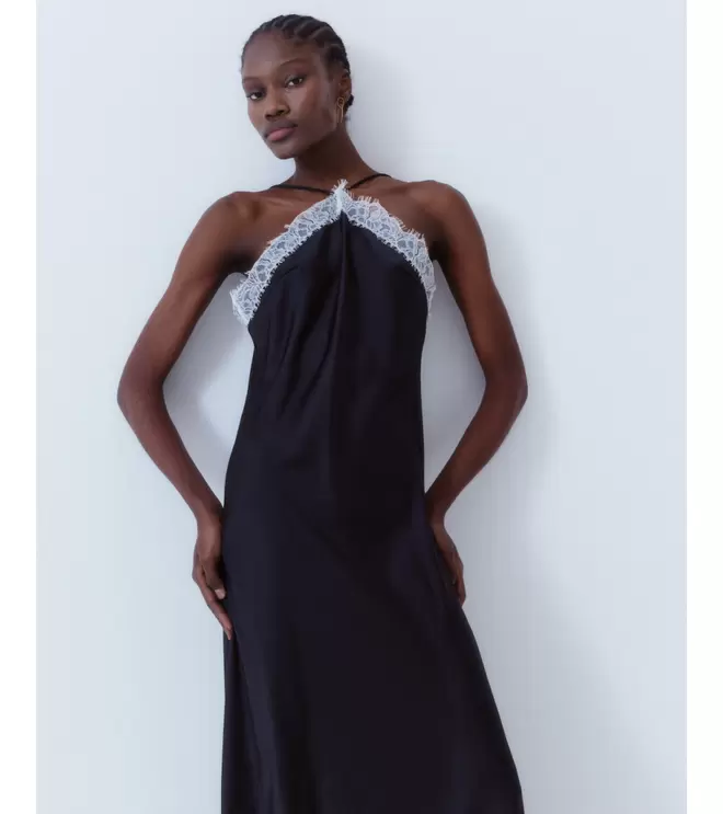 VESTIDO LARGO LENCERO ENCAJE