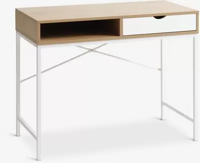 Escritorio TRAPPEDAL 48x95 1 cajón color roble cálido/blanco