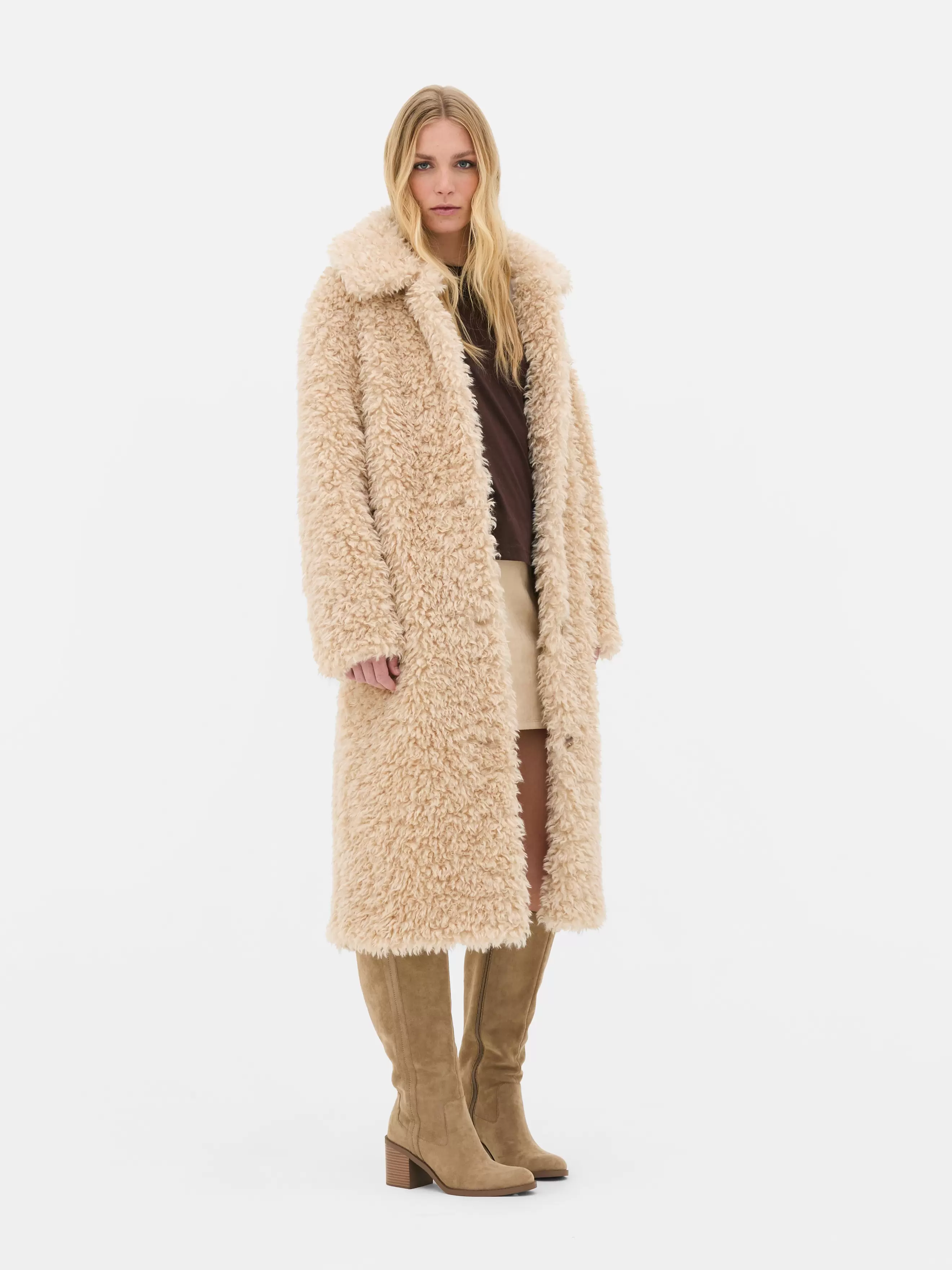 Belted Shaggy Longline Coat