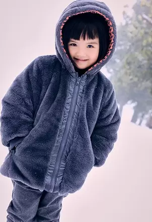 Parka niña reversible tejido técnico corazones