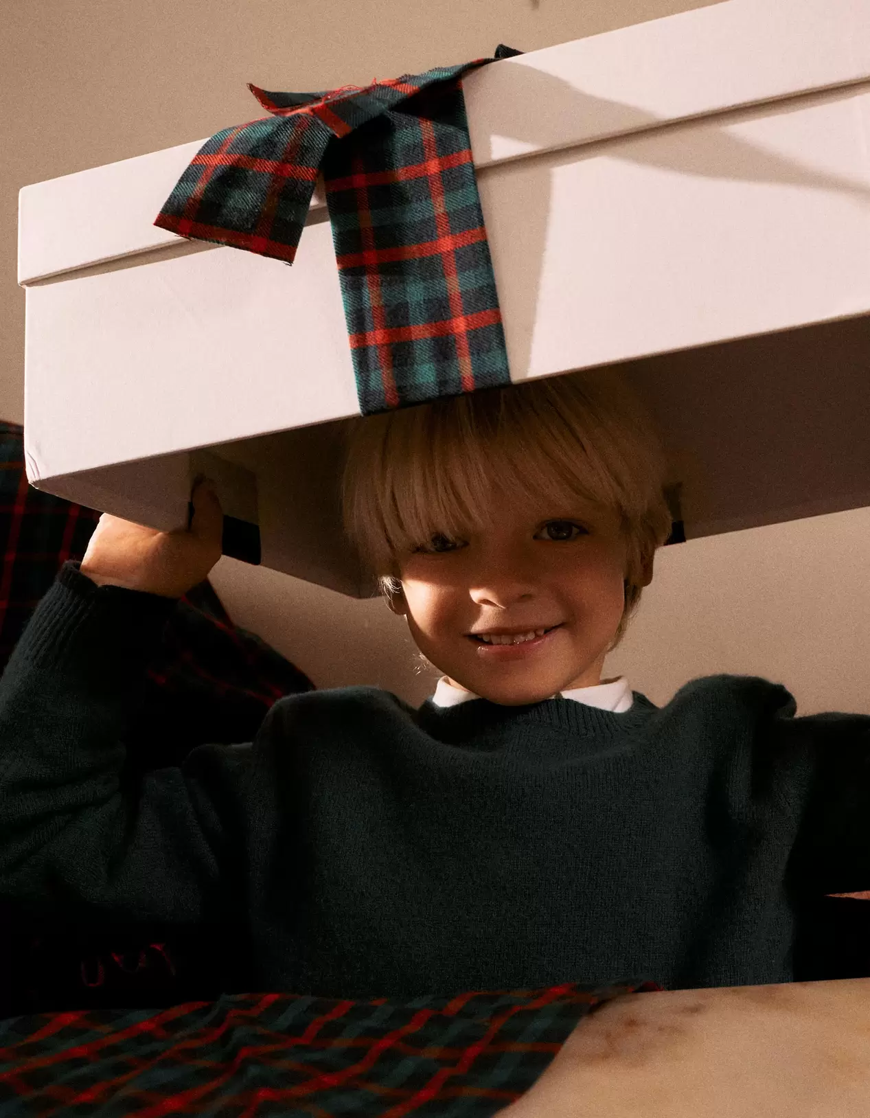 Knitted jumper in a wool blend You&Me for boys, green/blue