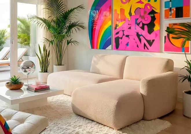 Sofa modular terminal con chaiselongue TINA