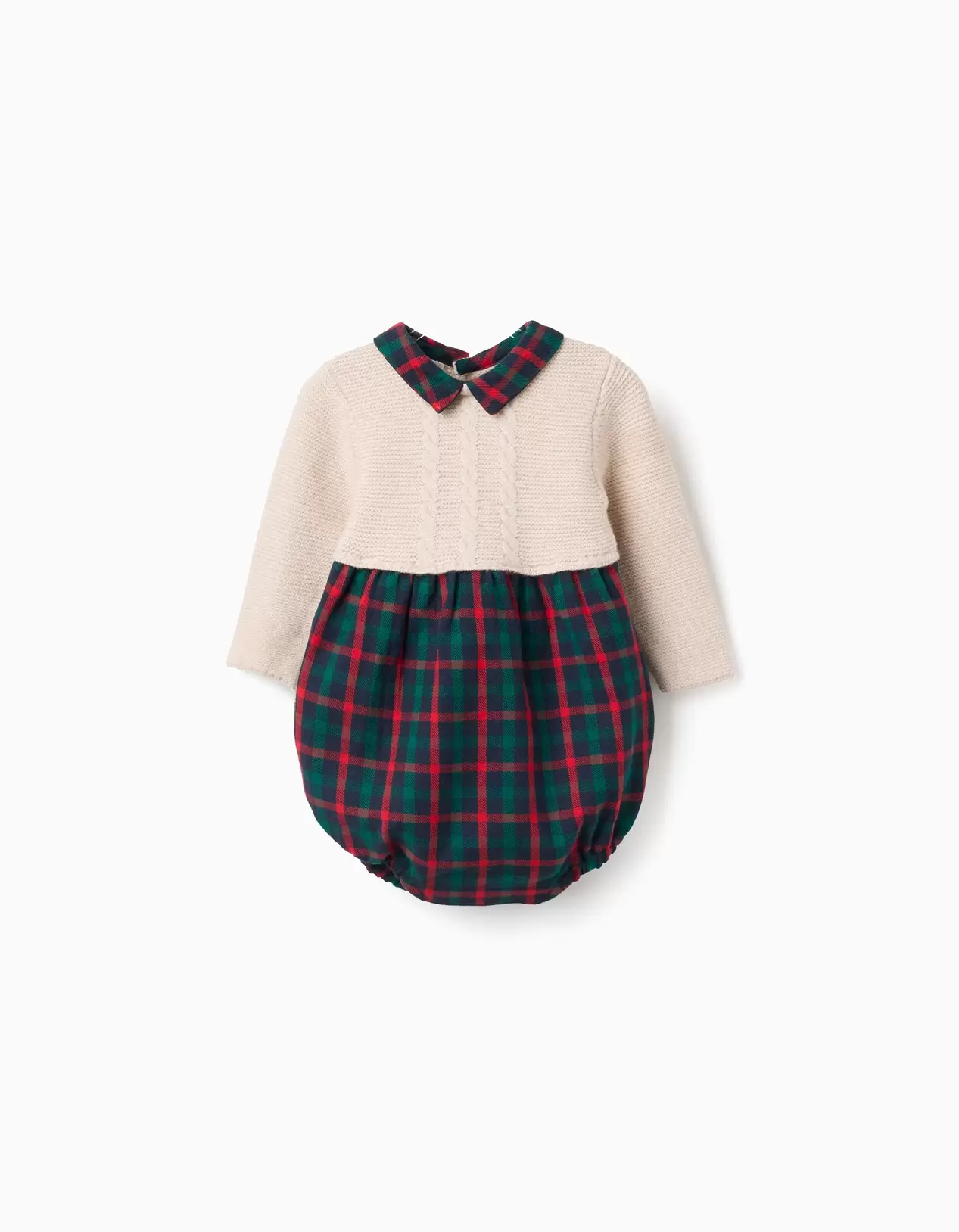 Dual-fabric jumpsuit with check pattern You&Me for newborn boys, multicolour