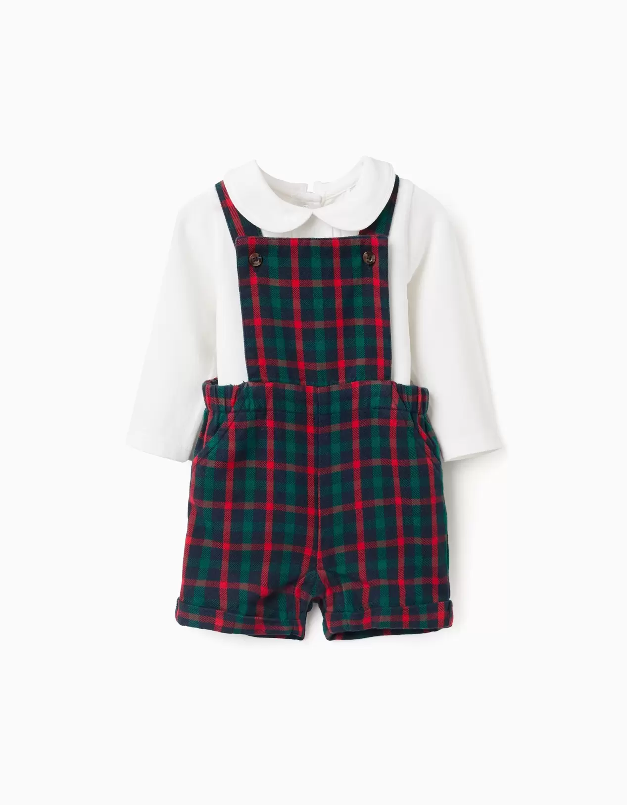 Bodysuit + checked twill dungarees You&Me for newborn boys, multicolour