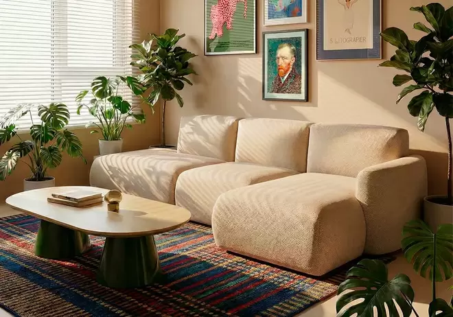 Sofá modular terminal con módulo y chaiselongue TINA