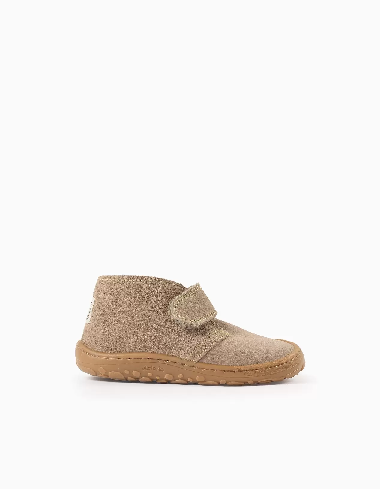 Barefoot Suede Ankle Boots for Baby Boys 'Victoria Bosco', Taupe