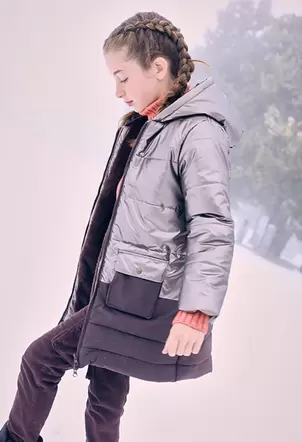 Parka niña tejido técnico marrón