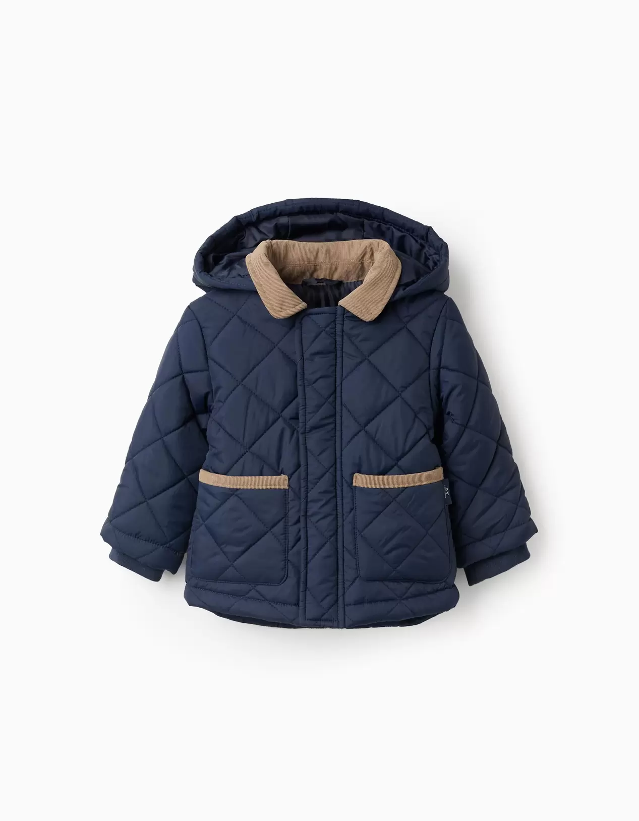 Padded Parka with Removable Hood for Baby Boys, Dark Blue