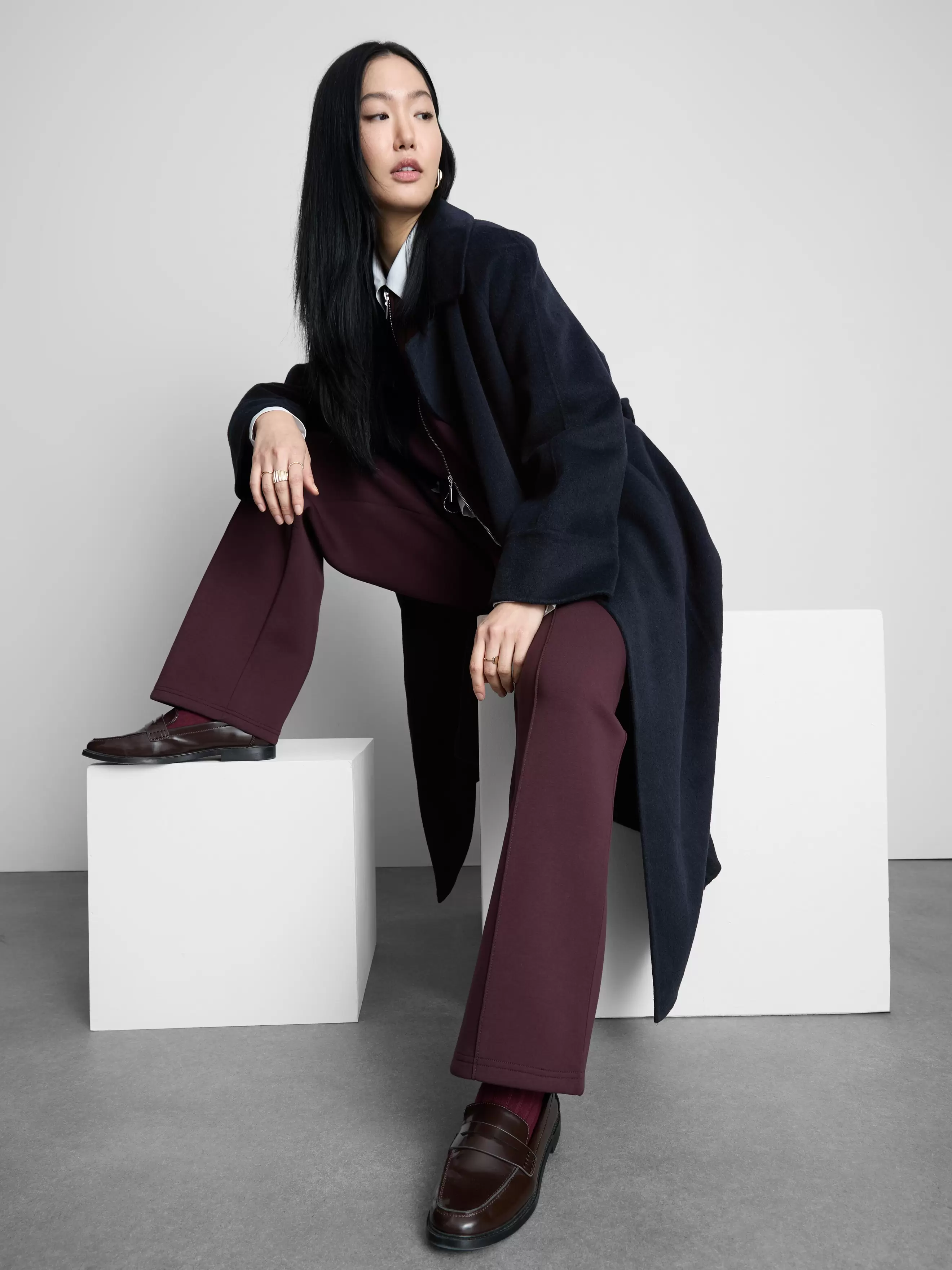 The Edit Wool Blend Longline Wrap Coat