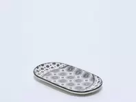 BANDEJA OVAL CERAMICA TRICY GRIS 27X14 CM