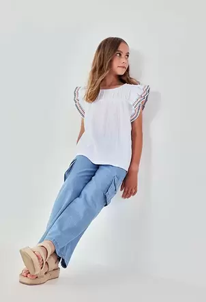 Pantalón niña denim color bleach