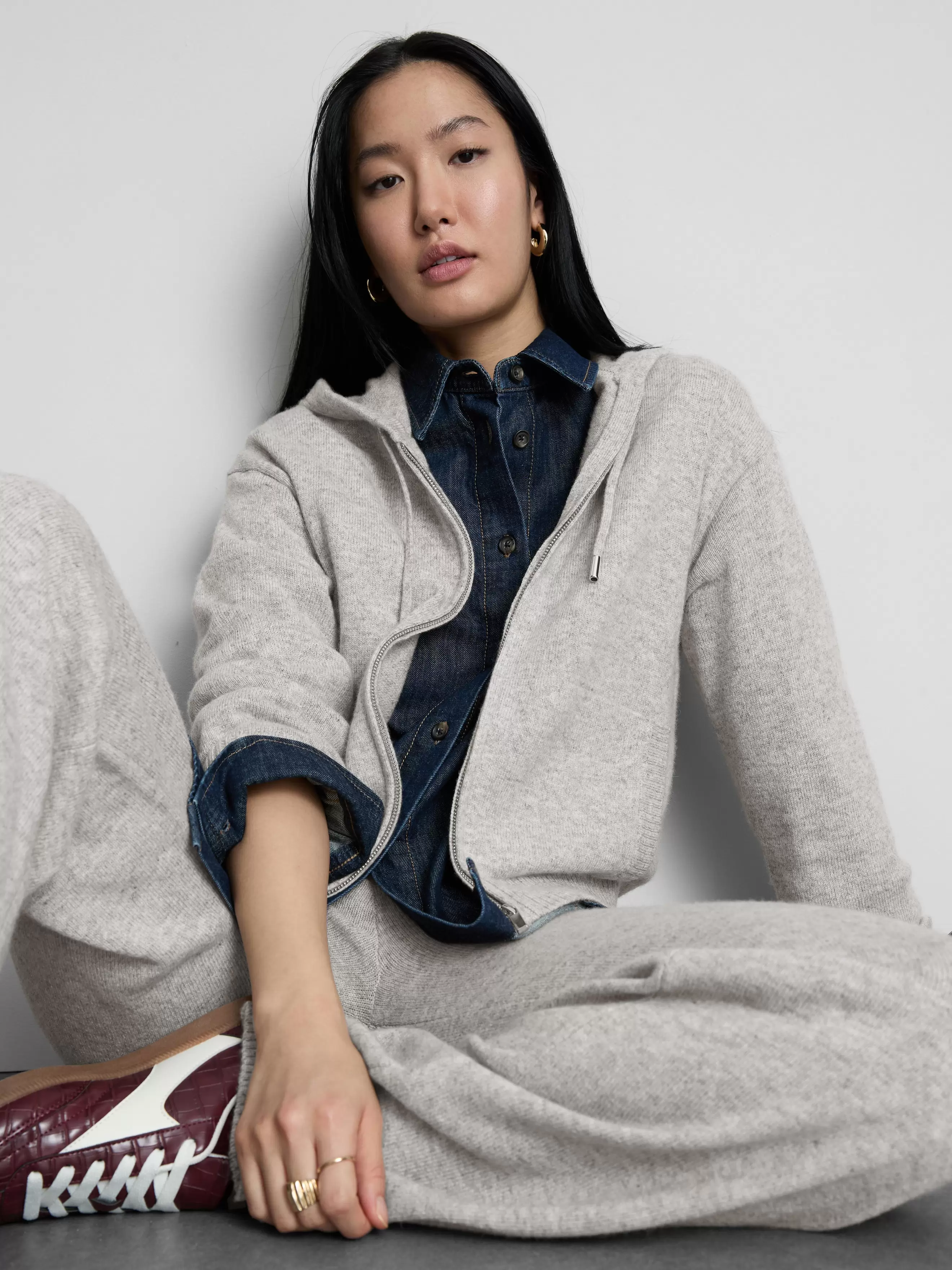 The Edit Wool Mix Zip-Up Hoodie