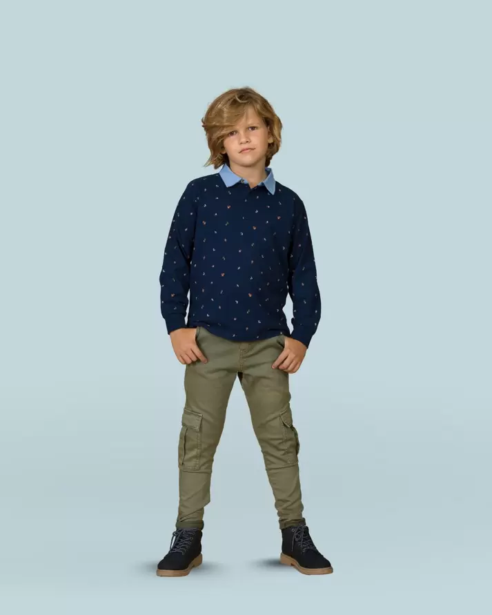 Polo de niño estampado manga larga