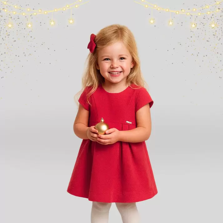 Vestido de bebé niña rojo elegante para Navidad