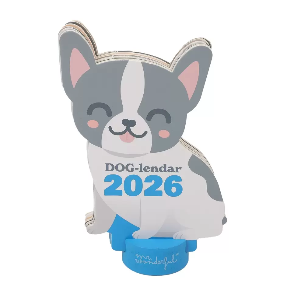 Calendario de sobremesa 2026 con peana - Bulldog