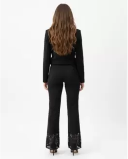 PANTALON CREP NEGRO VOLANTE ENCAJE