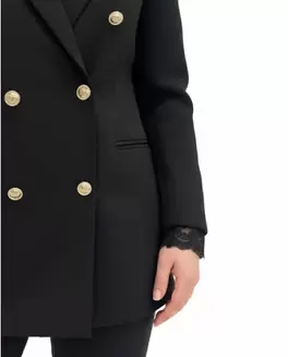 AMERICANA CRUZADA CREP NEGRO PUÑOS ENCAJE