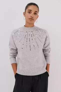 Jersey delantero lentejuelas.