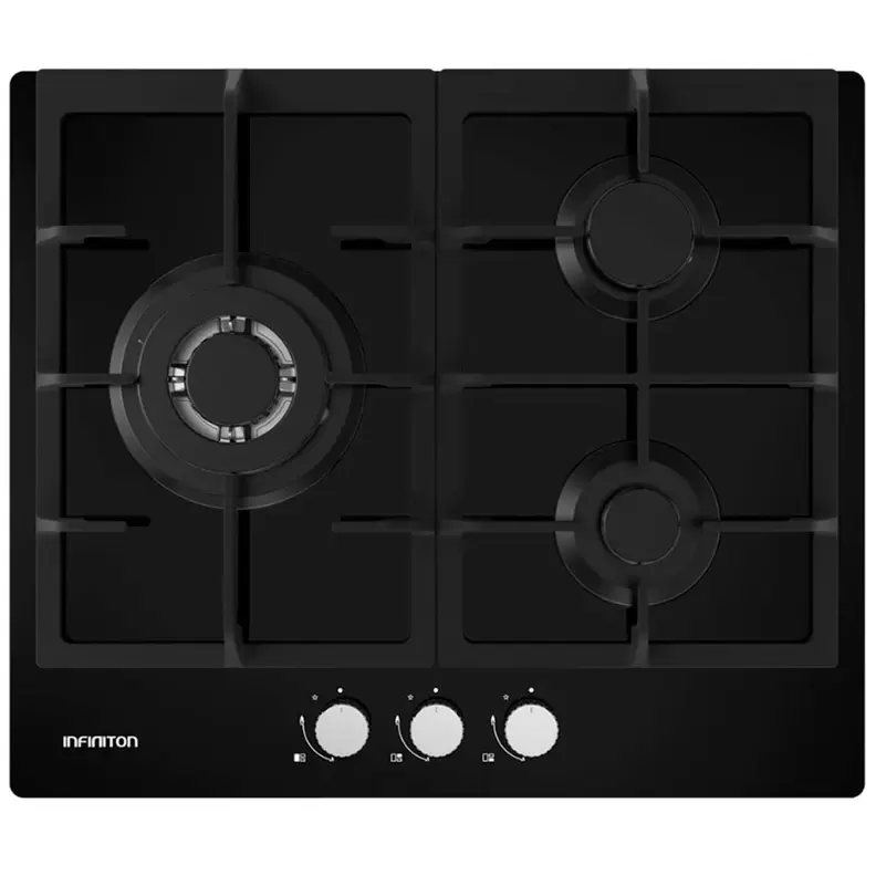Placa de cristal Infiniton GG-331 3 f gas butano/natural negro