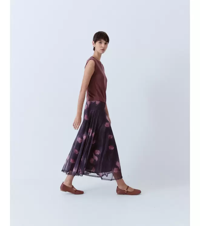 FALDA LARGA TUL ESTAMPADO