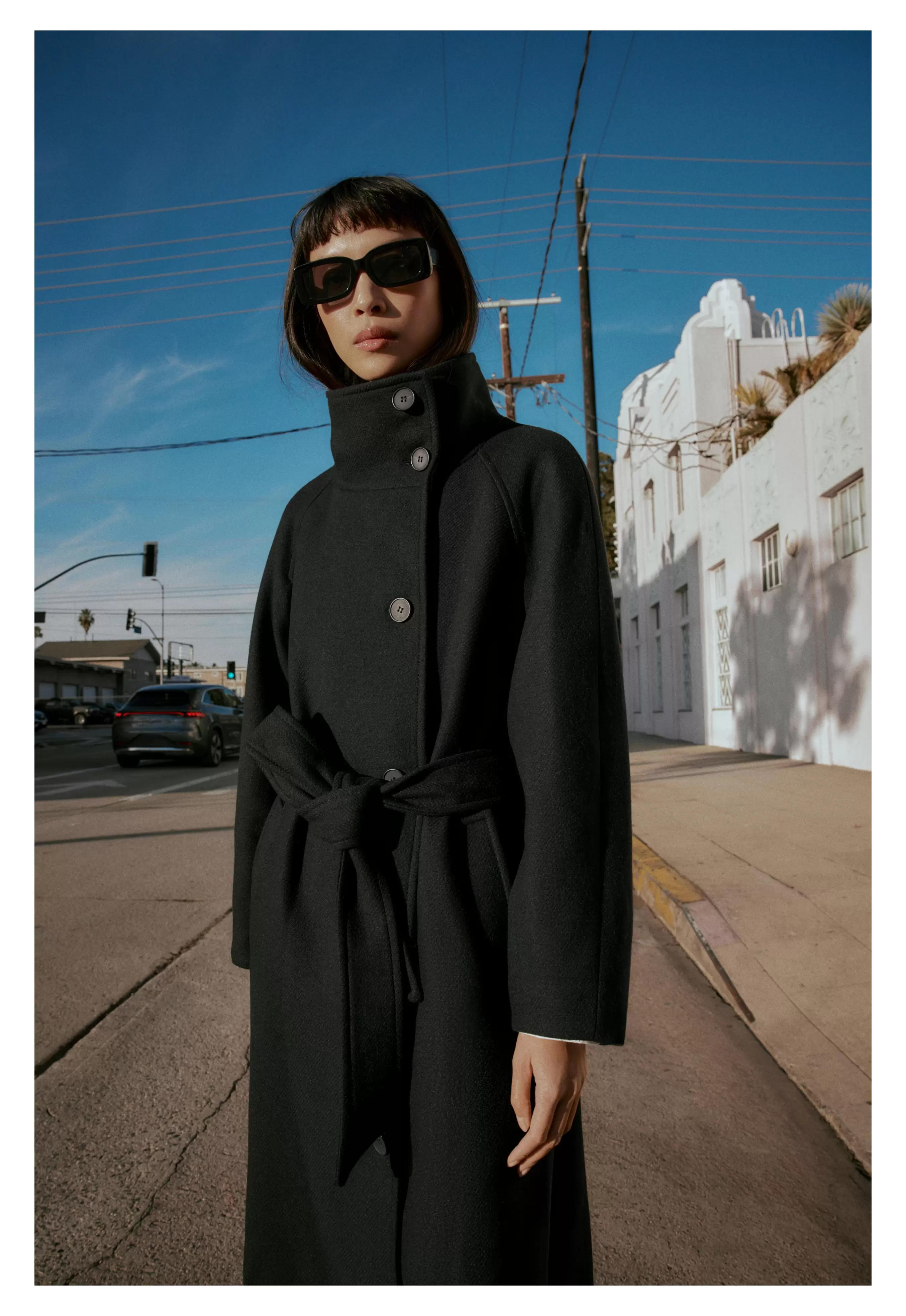 ABRIGO LARGO CON LANA CUELLO SUBIDO