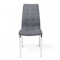 Silla de comedor ALEX tapizada en tela y patas de metal cromadas