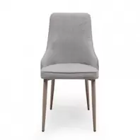Silla Tapizada QUEEN en Tela Gris y Patas metálicas Crema