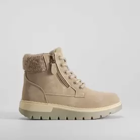 Botín cordón cuello lana beige SENDA ROAD