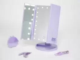 Espejo de maquillaje con luz y aumento x2/x3 lila
