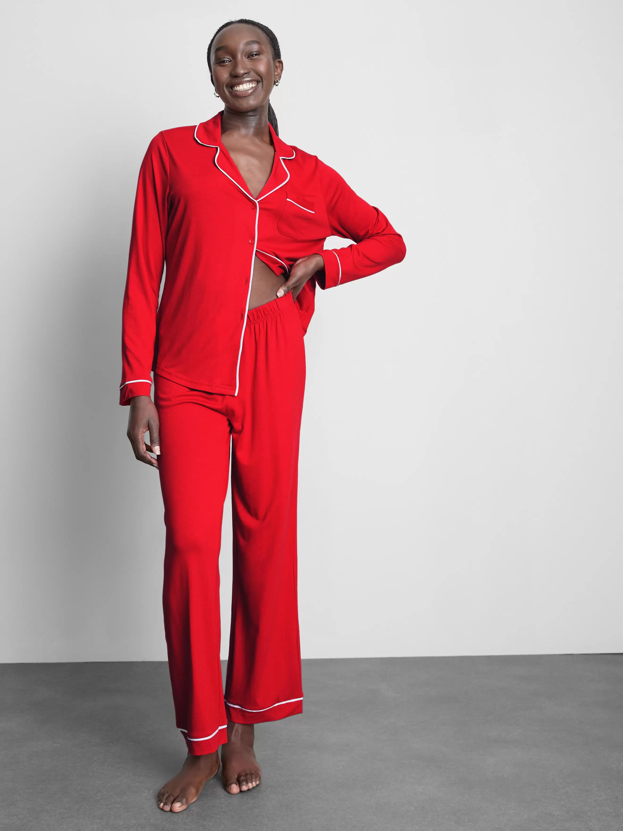 Pijama boyfriend familiar navideño para mujer