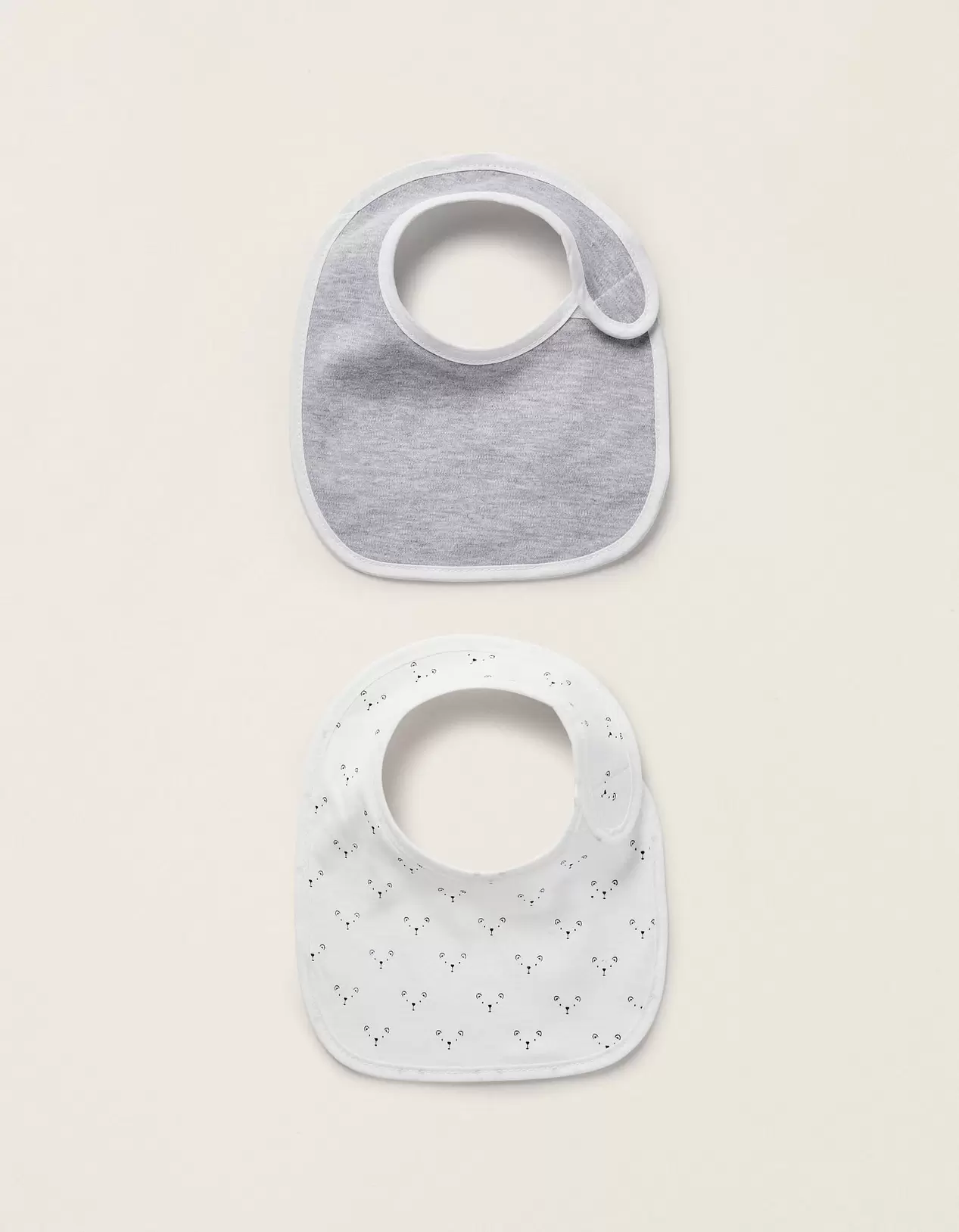 2 Gray/White Newborn Bibs Zy Baby