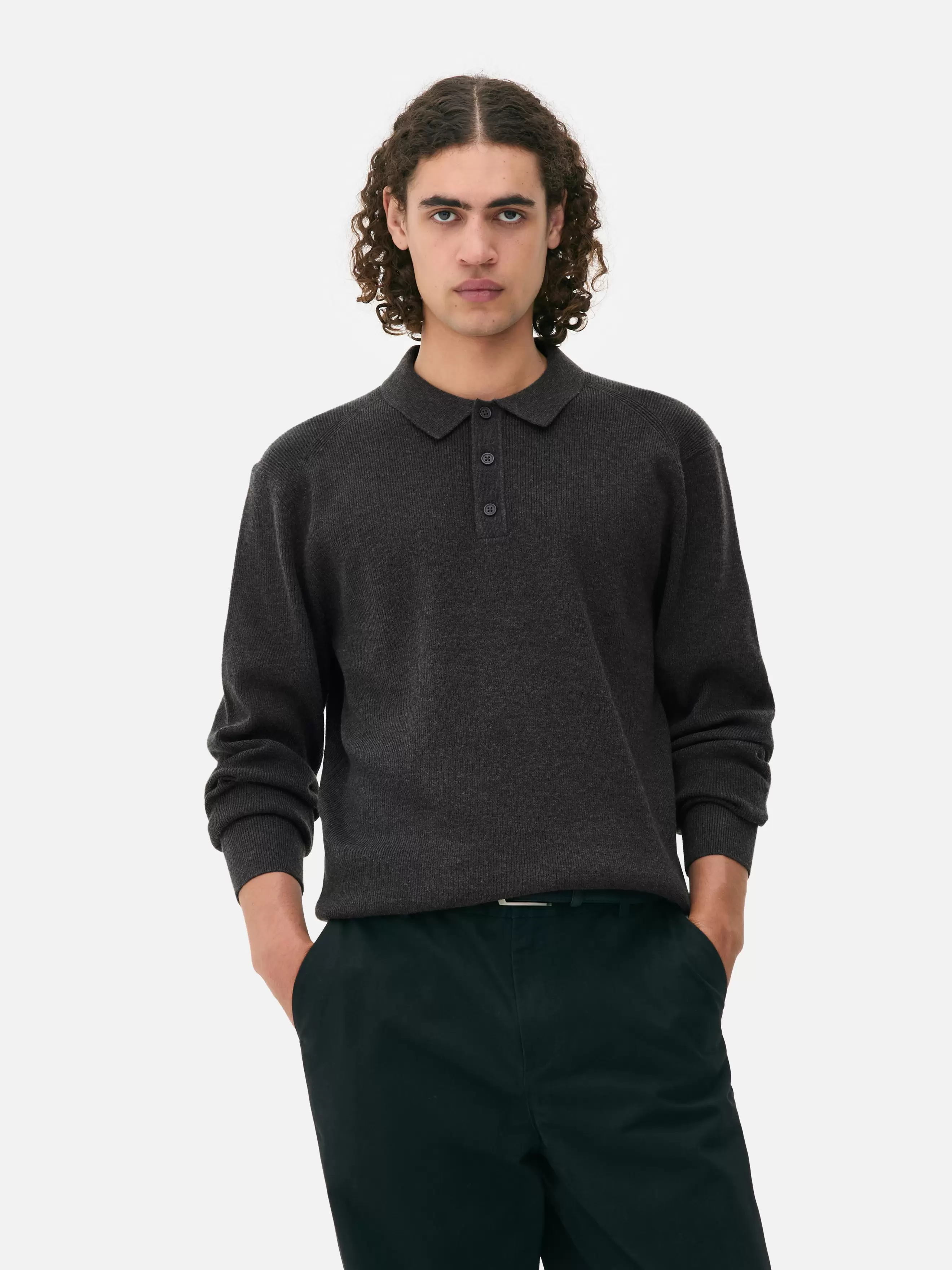 Cárdigan acanalado con cuello de polo