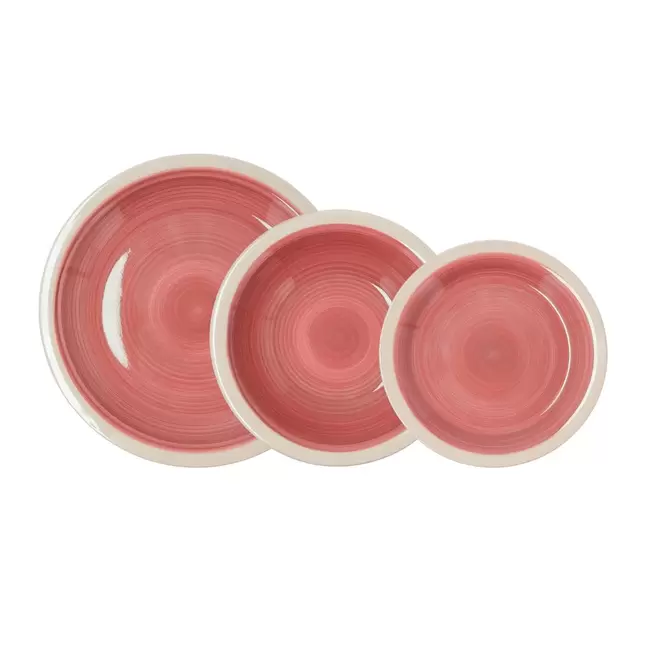 Vajilla 18 piezas cerámica rojo beige Calypso