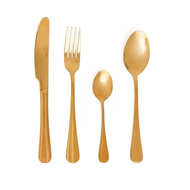 Juego 24 cubiertos acero inoxidable oro Celebrart
