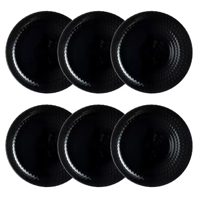 Juego 6 platos llano vidrio 25cm Pampille Negro