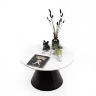 Mesas auxiliar redonda Lúmica de 70 cm. con tapa porcelánica mármol blanco...