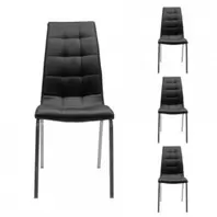 Juego de 4 Sillas de comedor ALEX tapizadas en polipiel y patas de metal...