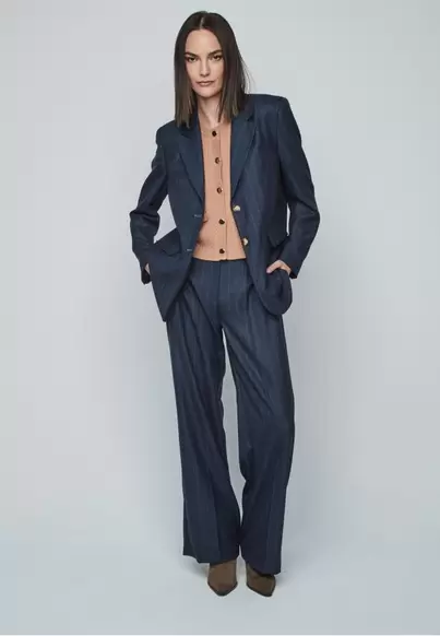 Blazer raya camel AZUL MARINO