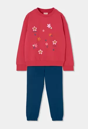 Conjunto niña algodón rojo estampado