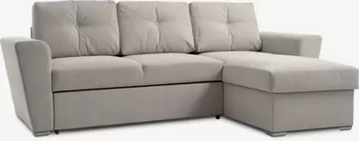 Sofá cama con chaise longue VEJLBY tela arena claro
