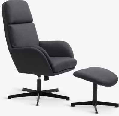 Sillón reclinable con reposapiés TANKEDAL tela gris oscuro