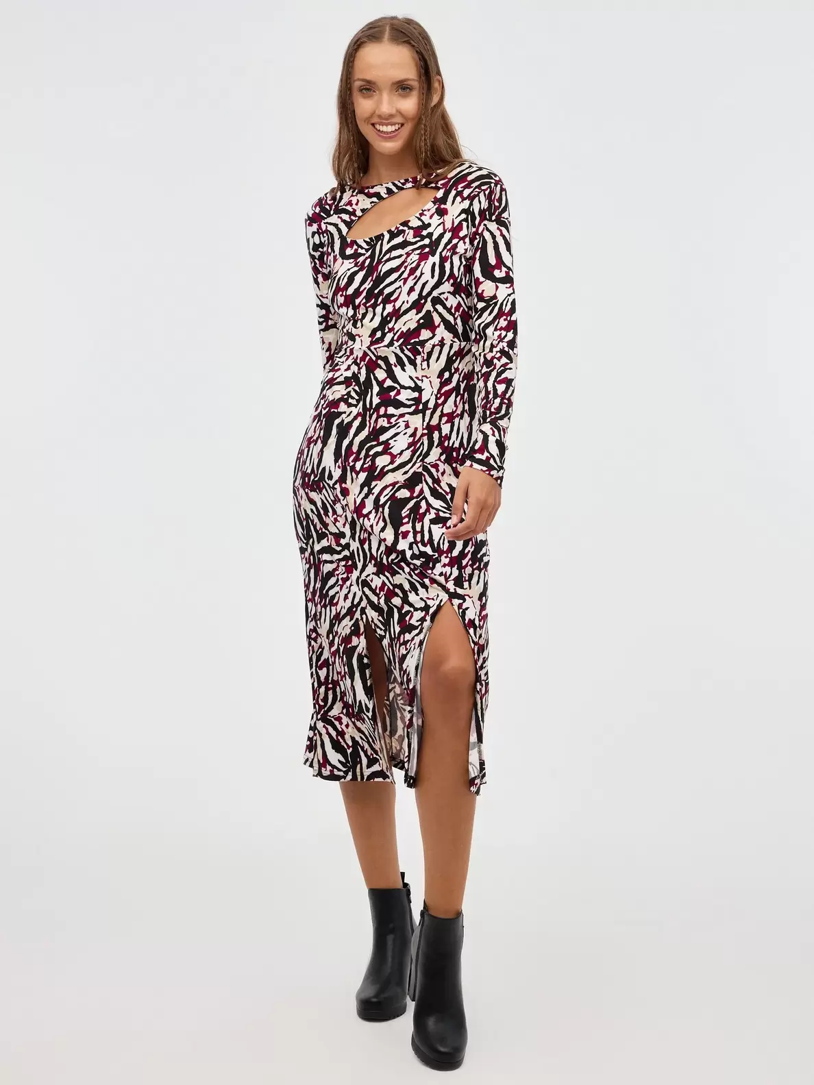 Vestido mini cut out print