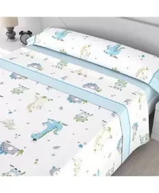 JUEGO DE SÁBANAS DINOS CAMA 90