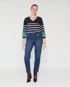 Pantalon Denim Basico Push Up Azul Oscuro