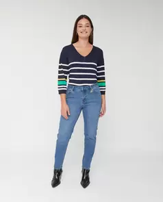 Pantalon Denim Basico Push Up Azul Medio