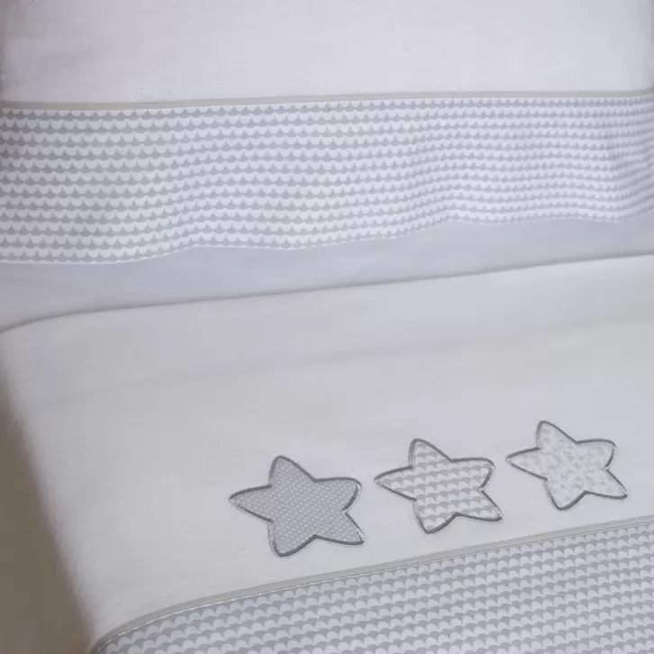 Juego de sábanas cuna franela estrellas 476 blanco/gris