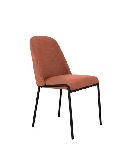 Silla con asiento y respaldo tapizado y patas metálicas negras